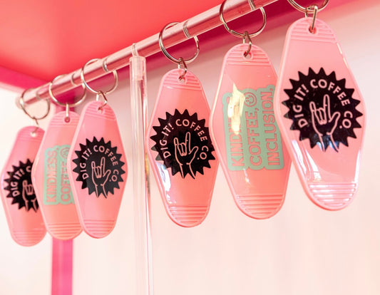 Pink Dig It! Keychain