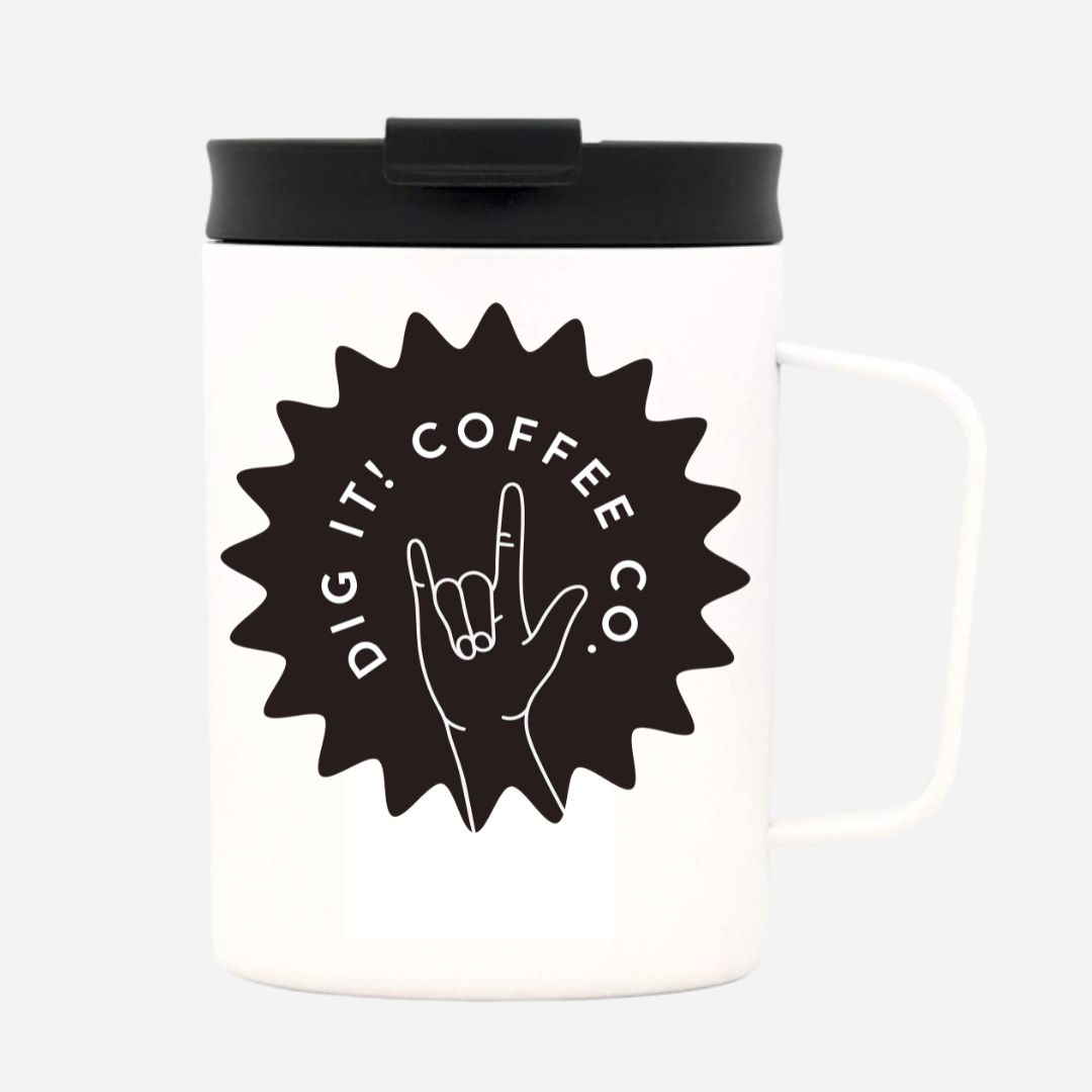 Dig it! Travel Coffee Mug in white